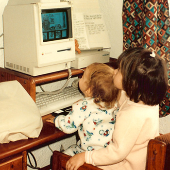 My little brother, Gabe, and I on Mom's MacPlus. My little brother, Gabe, and I on Mom's MacPlus.